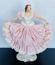 Antique Bohne & Son Dresden Lace Dancer Figurine Vintage 8.75