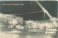 Everett Washington Hewitt Avenue at Night, Power Light Sign,  B&W Postcard Used picture