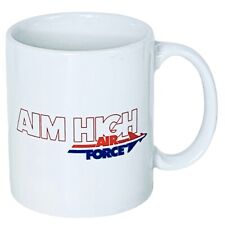 AIR FORCE Aim High US Military White Red Blue 12 OZ Coffee Mug EUC picture