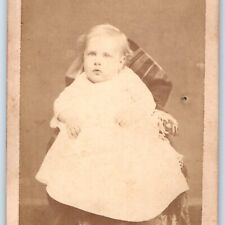c1870s Cute Baby Boy Sitting Chair White Dress CdV Photo Card Antique H27 picture