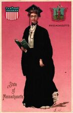 1907 Seal Massachusetts Lady College Graduate Postcard picture