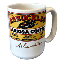 Arbuckles Ariosa Coffee Mug White Yellow Logo Tucson Made in USA TM Rare Angel picture