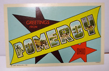 Greetings From Pomeroy Ohio Large Big Letter Chrome Postcard Unused Vintage picture