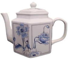 The Toscany Collection Teapot Blue Floral Teapot 6” With Matching Lid EUC picture