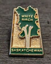 White Birch Saskatchewan Canada Green & Gold Enamel Travel/Souvenir Lapel Pin picture