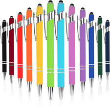 12Pcs Ballpoint Pens, 1.0Mm Black Ink Soft Touch Click Metal Pen with Stylus Tip picture