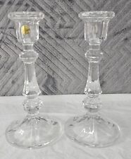 Pair of Longchamp Cristal D’ Arques 24% Lead Crystal Candlestick Holders Vintage picture