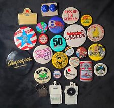 26 Vintage Button Pinbacks - Pins Various - Themes Buttons Pin Round Random Lot picture