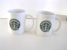 Set of 2 Starbucks White and Green Siren Mermaid Logo Mugs 2006 mug two black picture