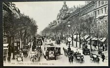 Postcard c1900s Paris Street View - Horse Drawn Carriages Mercedes City Bus picture