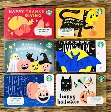 6 STARBUCKS HALLOWEEN Fall Thanksgiving Gift Card Set 2017 to 2021 picture