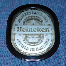 Vintage 2002 Heineken Lager Beer Holland Bar Mirror Glass Black Frame 26X22 Oval picture