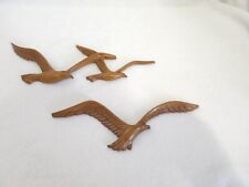 Vintage Faux Wood HOMCO Flying Seagulls Birds  In Flight Wall Decor MCM 1981 picture
