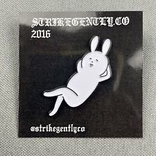 Strike Gently Co Relaxing White Rabbit Bunny Rabbit Collectible Lapel Pin 2016 picture