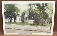 handcolored POSTCARD ~ DERRY NH ~ New Hampshire ~ MacGregor Library ~ 1910's ~ picture