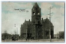 1909 Court House Building Tower Horse Carriage View La Porte IN Posted Postcard picture