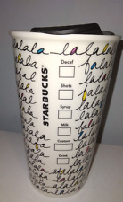 Starbucks 2011 FaLaLa Holiday Christmas Ceramic Travel Mug Cup 12 oz with Lid picture