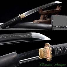 Japanese Samurai Short Sword Wakizashi Katana T10 Steel Clay Tempered Sharp#3776 picture