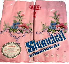 Vintage Shanghai Embroidered Pink Pillowcases-100% Cotton-18