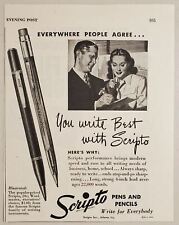1948 Print Ad Scripto Pens & Pencils Man & Lady Writing Atlanta,Georgia picture