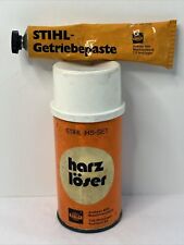 Vintage Stihl Resin Solvent Can & Gear Paste German Product Advertising Prop picture