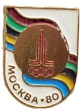 Olympics MOCKBA 1980 Rainbow Flag Olympic Games Pin Pinback Vintage  picture