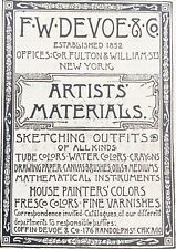 Antique1887 DEVOE&CO Art Nouveau Typography Print Ad for Sketch Artist Materials picture
