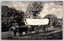 Illinois~Conestoga Wagon @ Lincolns New Salem State Park~B&W~Vintage Postcard picture