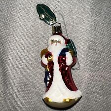 Vintage Blown Glass Christmas Ornament Santa St Nick w Sack & Tree Germany picture