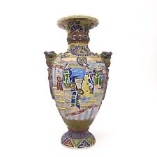  Antique Japan Meiji Satsuma Moriage Pottery Scenic Immortal Dragon Vase Signed picture