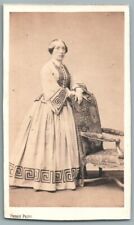 1862 CDV Woman Wearing a Geometric Pattern Dress. Pierre Petit Paris Photo picture