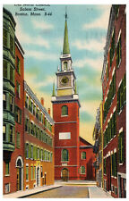 Linen~Old North Church Boston Massachusetts~Vintage Postcard 1948 picture