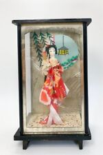 Geisha Doll in Glass Display Box Vintage Oriental Collectibles Decor picture