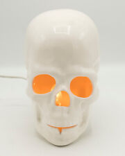 Vtg L & L Designs Dallas Ceramic Skull Life Size Light Up Halloween Decor 1980s picture