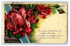 1909 Red Flowers Poem Smithville Missouri MO Posted Antique Postcard picture