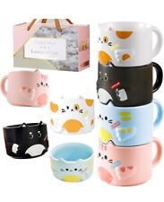 Jifoow Cat Mugs Set of 4 Stackable Mugs Ceramic Cute Cat Mug Set 10oz picture