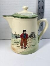 Antique GS Zell Baden Germany Dutch Scene Ceramic Tea Pot & Lid Pitcher Creamer picture