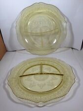 Vintage Federal Glass Amber Patrician Spoke Divided Grill Plate One Pair picture
