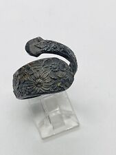9.1g SIZE 7.5 ANTIQUE STERLING SILVER ALVIN SPOON RING FLORAL PATTERN EARLY picture