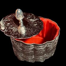 Vintage Godinger Jewelry Box 1990s Silver Plate Trinket Red Lining ￼With Lid 5” picture