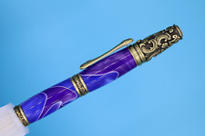 Victorian Antique Twist Pen in Antique Brass Finish with Purple Rain Barrels picture