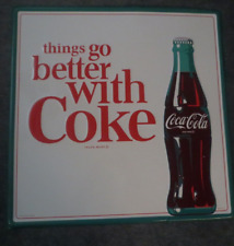 Coca-Cola Steel Retro Advertising Sign Things Go Better Coke & Bottle picture