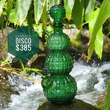 Vintage Upcycled Emerald Green Vintage Empoli Glass Decanter Bong picture