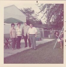 Vintage 1972 Found Photo - Greek Family Neighborhood Social & Kids Play Swinging picture