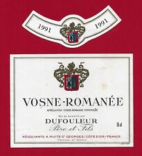 MB54 label BOURGOGNE VOSNE-ROMANÉE 1991 Mise DUFOULEUR, trade. Elev. at Nights picture