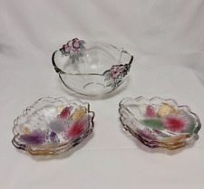 Vintage Rare 1990s Set Mikasa Crystal Dusty Rose Raised Glass Bolw & Plates picture
