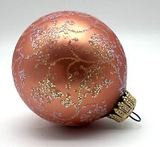 Vintage West Germany Peach Sparkle Glass Christmas Ornament picture