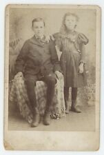 Antique Circa 1880s Cabinet Card Adorable Boy & Girl Brother & Sister? picture