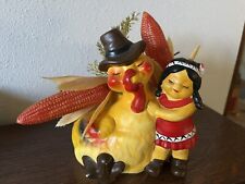 Vintage  Thanksgiving Turkey Planter, Ceramic Hand Painted With Pumpkins & Corn picture