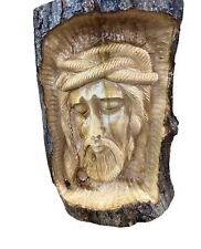 Vintage Jesus Wood Carving Olive Wood Hand Height23/Width 17 picture